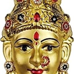 Epoojacart - Brass Decorative Ammavari Face - Amman - Varalakshmi Face or Pooja (15x7.5 cm) (Gold, Brass), Religious-image-37