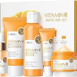 Vitamin C Skincare Set, Face Care Kit with Cleanser, Toner, Serum, Eye Cream and Face Cream, 5 Pieces -LAIKOU-52