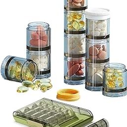 EARTHCONE Pills/Medicine/Tablets Box Portable Travel Pill Box Tablets Container Case 8 Compartments Splitters Travel Hiking for Pills, Vitamins (1Pcs) (24 * 12 * 4cm)-30