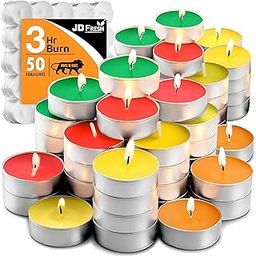 JD FRESH 50 Pieces Candles for Diwali/Tea Lights Paraffin Smokeless Candles 2-3 Hours Long Burning Time/Festivals and Religious Rituals for Diwali Decoration/Home/Weddings & Emergencies (Multicolor)-image-51