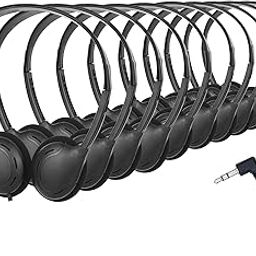 Kids Bulk Headphones Black 10 Pack, Students Headphones Set 3.5mm Jack for Middle School Students, Children, Teenagers, Boys, Girls, Bulk Headphones for Classroom, Airports-image-31