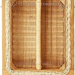 AKWAY Beechwood Wicker Basket With Partition Countertop For Modular Kitchen|Pull-Out Shelves For Onion,Potato(16.5 W(414Mm)X 20 L X 8H,Beige) Rectangular-18