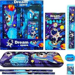 Party Propz Stationary Set for Boys - All in One Space Theme Stationary Gift for Boys (7pcs), Stationery Items for Boys, Pencil Eraser Sharpener Combo Pack, Space Theme Return Gifts for Kids (Blue)-17