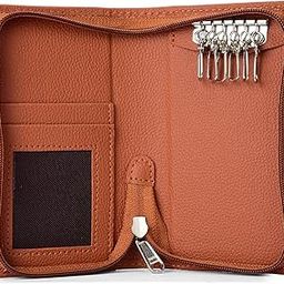 PU Leather Key Case Pouch Wallet Keychain Key pouch holder Men & Women Key Pouch Holder, Bank Locker Key Pouch with 6 Hooks Zipper Closure-38