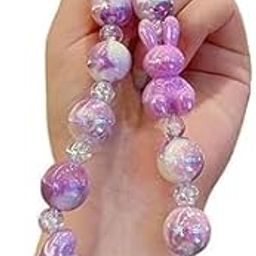 KC Keychain Phone Wrist Strap Pearl Beaded Mobile Phone Charm Hanging Bracelet Rabbit Lanyard for Phone, Purse, Camera, Bags, Case Cover For Girls Women Purple-image-93
