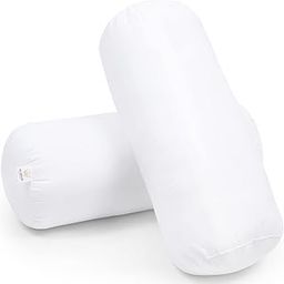 MY ARMOR Microfiber Bolster Pillow Set of 2 for Bed & Sofa | Diwan Cushions | Light, Soft & Fluffy for Neck & Back Support, Washable and Durbale Pillow with Inner Cover Only, White, 10" x 25"-2