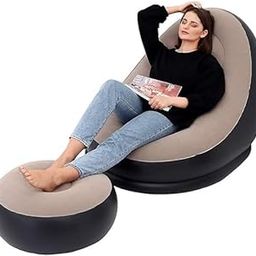 HARNI ENTERPRISE 2-in-1 Inflatable Sofa Chair with Footrest for Adults | Folding Recliner with Pump | Air Couch for Indoor Living Room, Bedroom & Outdoor Use | Portable and Lightweight – Brown-image-93