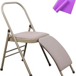 Iyengar Stainless Steel Yoga Chair (Backless) Meditation Chair for Yoga with Lumbar Back Support Foldable Balance Training -Grey-16