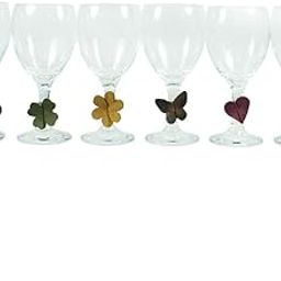 Hide & Drink, Leather Wine Glass Tags (6 Pieces), Drink Markers, Napkin Rings, Glass Identification, Party Accessories, Handmade Includes 101 Year Warranty :: Multicolor, Small, Suede Glass Leather-image-13