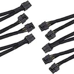 SamMus 18 AWG 8 Pin GPU Pcie PCI Express Sleeved Female to Dual 8 Pin (6+2) Male Y Meshed Splitter Extension Power Cable for Graphics Video Card Adapter and Mining (18 Cms) - Pack of 6-30