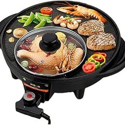 Delavala Non-Stick Portable Electric Barbecue Stove/Grill with Hot Pot 2 in 1 Indoor Non-Stick Electric Hot Pot and Griddle for Korean BBQ,Steaks,Shabu-Shabu and Noodles,Soup Maker-Electric Cooker (C)-picture-35