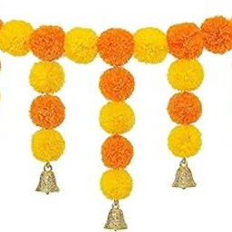 Toranam for Entrance Door | Marigold Flowers Garland Toran | Traditional Main Door Decoration | Artificial Floral Toran for Festivals | Indian Home Decor for Diwali, Navratri, Weddings-image-71