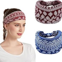 Headbands for Women, Non-Slip, Premium Stretchy Bohemian Head Bands Hair Accessories,Wear for Yoga, Fashion, Working Out, Travel or Running, 2 Pack-image-57