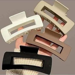 Hair Claw Clips clutcher for Strong Hold Clamps for Thick Thin Hair, Matte Nonslip Jaw Clips, Neutral Butterfly Claw, Styling, Ponytail Holder, Matt Finish Pack of 4 (Multicolor)-image-76