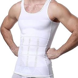 Nishanka Men's Compression Tank Top Slimming Body Shaper Vest, Body Shaper Vest Shirt Abs Abdomen Slim, Gynecomastia Shapewear, White-image-82