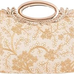 Kuber Industries Embroidered Silk Clutch Ladies Handbag (Cream) - CTKTC42089-image-83