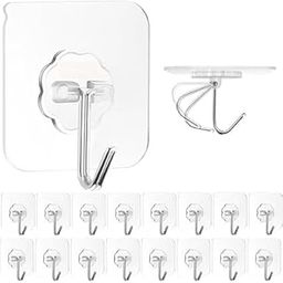 20 Pcs Adhesive Wall Hooks Heavy Duty – Waterproof, Strong Hold, No Damage Wall Hangers for Kitchen-image-70