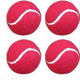 KP Sports Playing Combo of 4 Red Tennis Balls Soft Rubber Tennis Balls for Cricket Practice & Recreational Play-13