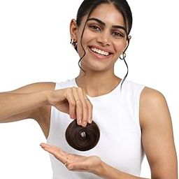 Strands Hair Bun Extensions - Messy Hair Bun Scrunchie for Women & Girls- 100% Human Hair Juda/Donut Bun – Effortless Volume & Style - Brown-image-10