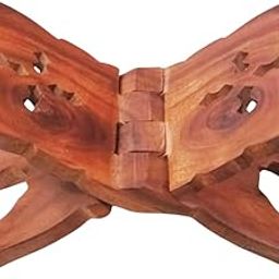 Medium Wooden holy Book Stand - Pooja Book Stand - Wooden Book Stand - Wooden Brown Book Rest-picture-20