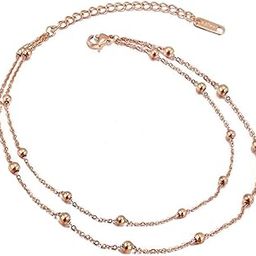 Jewellery Gold Beads Multi Layer Fashion Anklet for Women & Girls (ASN7) - Gold(Single Piece)-11