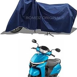 ROMEIZ - Two Wheeler - Bike Cover for 2025 TVS Jupiter 110 Scooty Cover with Water-Resistant and Dust Proof Premium 190T Fabric_Entire Navy-20