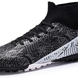 Men's Soccer Cleats Football Shoes with High-Tops Lace-Up Spikes Indoor Firm Ground Turf Training Exercise Futsal Boots-image-31