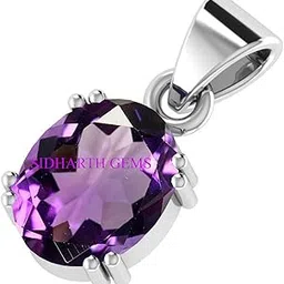 akshita gems 9.00 Ratti 8.25 Carat Natural Quality Katela Amethyst Silver Plated Pendant/Locket Gemstone Quality for Men and Women(GGTL Lab Certified)-picture-1