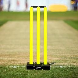 VFK by Xtrim Cricket Stumps with Stand Cricket Kit Plastic Wickets for Cricket Standard Wickets for Cricket Ground, Match, Tournament Stump with Stand & Bails (Black and Flourescent Green)-13
