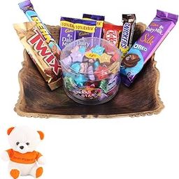 SFU E Com Multipurpose Basket With Star Shaped Chocolate Gift Combo | Valentine Love Teddy Bear With Chocolate Combo | Valentine Chocolate Hamper | 446-image-15