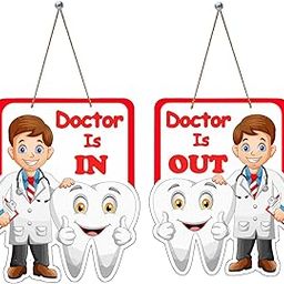 StarLaser Dental Sign Set of 2 Door Hanging | Doctor Is In & Out | Green & Red | 16.3cm x 14.6cm Rectangular Wood Signs for Dental Clinic Wall or Door-image-94