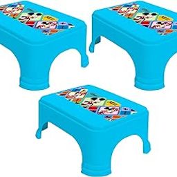 Homestic Disney Mickey Minnie Print Square Plastic Bathroom Stool, Adults Simple Style Stool Anti-Slip with Strong Bearing Stool for Home, Office, Kindergarten (Set of 3,-image-98