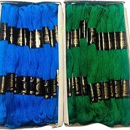 Embroidery Thread Combo – Green & Blue | Anchor Style Cotton Floss for Rakhi Making, Hand Embroidery, DIY & Craft Work | Pack of 50 Skeins (25 Each Color)-image-71