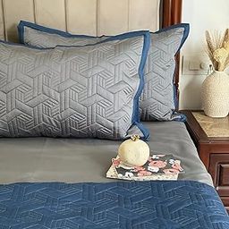 Enera Prime Camille Navy & Dark Grey Color Bedspread Set, Quilted Design with Matching Pillow Covers, Soft and Durable Fabric Season Comfort | Dohar | Blanket | Comforter Set-20