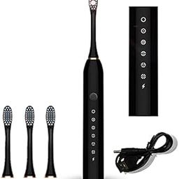 Blue-Ra Sonic Electric Toothbrush Rechargeable Ideal For Adults Children, 6 Optional Modes Ipx7 Usb Fast Charging Electric Ultrasonic Toothbrush With 2 Min Build In Timer & 4 Replacement Brush,White-0