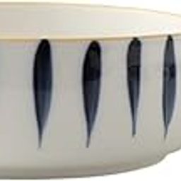 Nestasia Ceramic Snack Bowl with Handle | White & Blue Serving Bowl with Yellow Handle | Microwave & Dishwasher Safe Big Bowl Perfect for Snacks, Noodles, Salads, Soup, Baking (700ml)-0