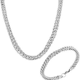 silver chain for men combo necklace for men 2 chains Bracelet for men neck chain chain for boys mens chain Stainless steel stylish long Locket Pendant Waterproof, Anti-tarnish, Rust-free 391-image-116