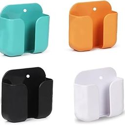 Wall Mount Phone Holder Mobile Charging Stand with 2 Hook Mobie Holder for Bedroom Bathroom Kitchen Shelves Office Table Top Pack of 4-31