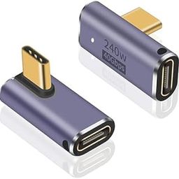 atdaraz USB C Right Angle Adapter 240W, Right Angle USB Adapter 40G, 90 Degree USB C Male to Female Extender Support 8K Video with LED Light for iped, MacBook, Tablet, Phone, 2pcs-image-93