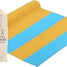 NETTIE Nature Range Anti-Skid Handloom Cotton Yoga Mat| Transparent Organic Rubber Base| Free Carry bag| Size: 180 cm x 69 cm| Color: Yellow & Blue-image-47