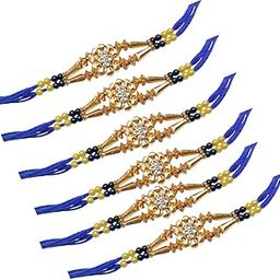 SYAANCHH Set of 6 Rakhi Set for Brother with Roli and Chawal | Traditional Beaded Rakhi with Golden Accents | Designer Rakhee for Raksha Bandhan Festival-image-38