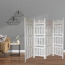 CRAFT HOMEDECOR Wooden Room Partition for Living Room,Room Divider 4 Panel,partition for Pooja Room,Screen Separator,Partition Wall Divider for Hall|Bedroom|Office|Pooja Room|(Color-White)-image-27