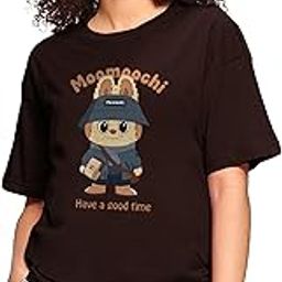 Oversized Cotton Printed T-Shirt for Women | Drop Shoulder Streetwear Tee | Graphic Casual Top (Art MOOMOOCHI)-13