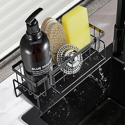 INOVERA (LABEL) Sponge Holder for Kitchen Sink - Dish Soap Brush Holding Rack Stand - Sinks Organizer Caddy (Black), Metal-image-56