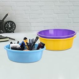 Homestic Pack of 3 Desk Organizer | Stationery Organizer | Multipurpose Organizer | Office Supplies for Pen-Pencil-Staplers | Desktop Organizer | 6 LTR | Yellow & Purple & Sky Blue-image-92