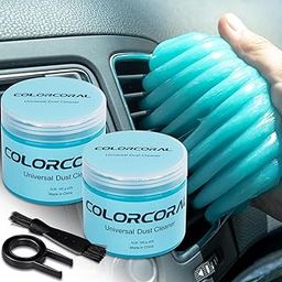 COLORCORAL 2Pack Cleaning Gel Universal Dust Cleaner for Car Vent Keyboard Cleaning Detailing Slime Putty Cleaning Kit Car Accessories, Gifts for Adults Men Women Kids Teens-25