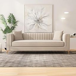 Caradel Lewis 3 Seater Sofa for Living Room Cream | Modern 3 Person Sofas | Premium Fabric Sofa Set 3 Seater Couch for Guests Room Festival Gifts-image-99