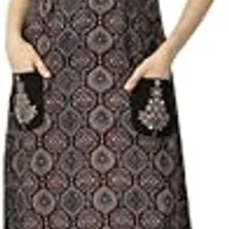 saffron threads Black Ethnic Motifs Midi Dress with Embroidered Patch Pockets & Shoulder Tabs-picture-5