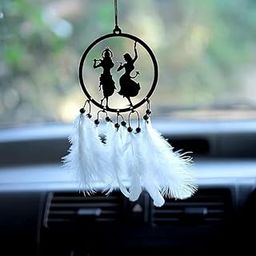 GOSHTI ENTERPRISE Car Hanging Accessories Interior - Elegant Dream Catcher for Car - Charm for Auto Decor - Stylish Handmade Ornament for Rear View Mirror Decoration (Radha Krishna)-image-68