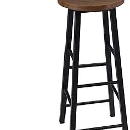 Priti Bar Stool With Metal Legs Breakfast Kitchen Counter Bar Seat Chairs Barstools High Stools (Dark Wooden) - 71 Cm, 30 Cm, Black-picture-3